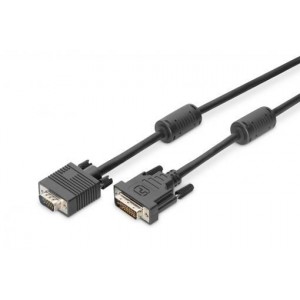 DVI adapter cable, DVI(24+5) - HD15, 2x ferrit M/M, 2.0m, DVI-I Dual Link, bl