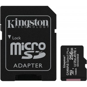 Kingston Micro SDXC 256GB Canvas Select Plus 100R A1 C10 CARD+ADP - SDCS2/256GBER