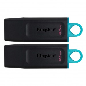 Kingston 64GB USB3.2 Gen 1 DataTraveler Exodia (Black + Teal) - 2 Pieces  - DTX/64GB-2P