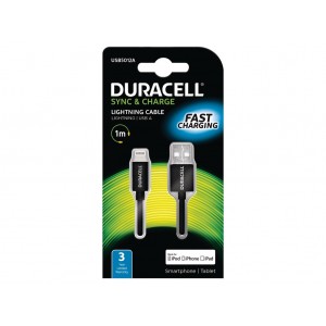 Cable USB 1m - Duracell Sync Charge Cable 1 Metre Black USB5012A