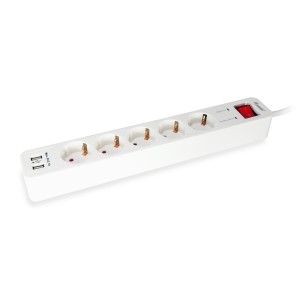 Equip 5-Outlet Power Strip with 2 x USB - 245554