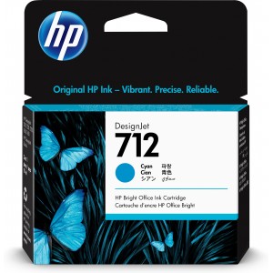 HP 712 29-ml Cyan DesignJet Ink Cartridge - 3ED67A
