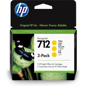 HP 712 3-Pack 29-ml Yellow DesignJet Ink Cartridge - 3ED79A