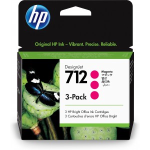HP 712 3-Pack 29-ml Magenta DesignJet Ink Cartridge - 3ED78A