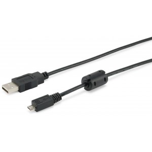 Equip USB 2.0 Cable A - MicroB, 1.0m, M M, black com Ferrite Core - 128596