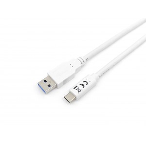 Equip USB 3.2 Gen 1 C to A Cable, M M 1,0m, 5G transfer, 3A, White - 128363