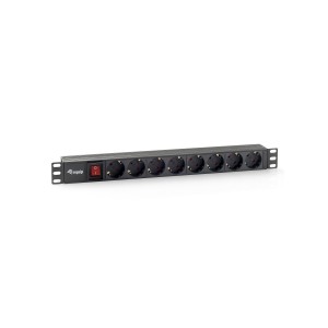 Equip Tomada de corrente 8bay CEE7 4 w. switch, 1,8m cable, black (19'') - 333283