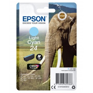 Epson Tinteiro Cyan claro Série 24 Elefante Tinta Claria Photo HD (c alarme RF+AM) - C13T24254022