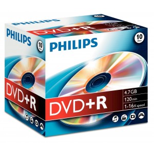 Philips DVD+R 4,7GB 16x Jewel Case (10 unidades) - DR4S6J10C