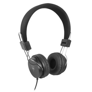 EWENT Headsets dobráveis com auriculares macios acolchoados e banda para cabeça ajustável, cabo 1.5m, pretos - EW3573