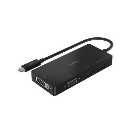 Belkin - Adaptador de vídeo - USB-C macho para HD-15 (VGA), DVI-I, HDMI, DisplayPort fêmea - preto - suporte de 4K