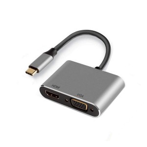 EWENT Adaptador USB-C Dual Display 4K HDMI e VGA, 15cm - EW9700