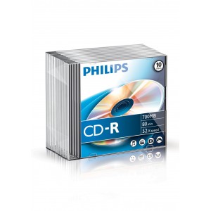 Philips CD-R 80Min 700MB 52x Slim Case (10 unidades) - CR7D5NS10