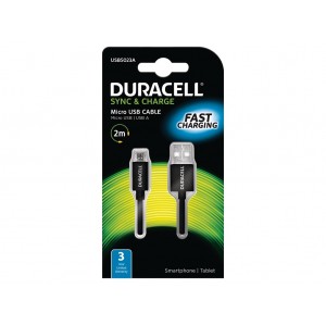 Cable USB 2m - Duracell Sync Charge Cable 2 Metre Black USB5023A