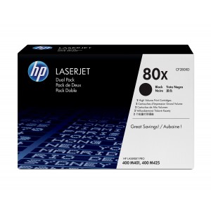 HP 80X Black Dual Pack LaserJet Toner Cartridges - CF280XD