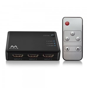 EWENT Switch HDMI 3 portas, 4K@30Hz, alimentação USB, comando incluido - EW3730