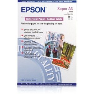 Epson Papel para Aguarela - Branco Resplandescente A3+ (20 Folhas)  - C13S041352