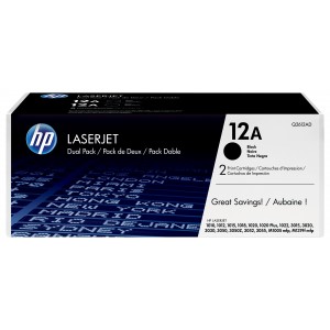 HP 12A Black Dual Pack LaserJet Toner Cartridges - Q2612AD