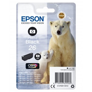 Epson Tinteiro Preto Foto Série 26 Urso Polar Tinta Claria Premium (c alarme RF+AM)  - C13T26114022