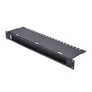 1U cable management panel with 30x400 mm brush 480x120 mm cable fixing tray, black (RAL 9005) color black (RAL 9005)