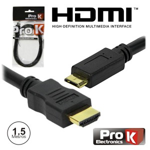 CABO HDMI MACHO / MINI HDMI MACHO PRETO 1.5m