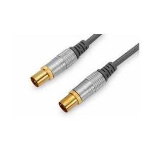 Antenna connection cable, IEC/Coax M/F, 5.0m, 90dB, si/bl, gold