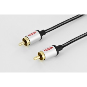 Audio connection cable, 1x RCA M/M, 2,5m, mono, shielded, cotton, gold, si/bl