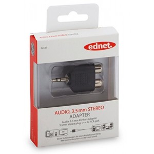 Audio adapter, 1x 3.5mm - 2X RCA M/F/F, bl, gold
