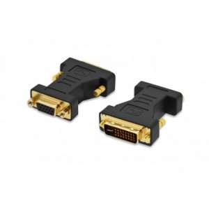 DVI adapter, DVI(24+5) - HD15 M/F, DVI-I dual link, bl, gold