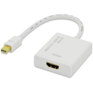 DisplayPort adapter cable, mini DP - HDMI type A M/F, 0.2m, 4K, active converter, CE, gold, wh