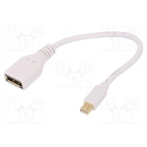 DisplayPort adapter cable, mini DP - DP M/F, 0.15m, DP 1.1a compatible, gold, wh