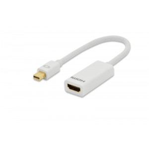 DisplayPort adapter cable, mini DP - HDMI type A M/F, 0.15m, DP 1.1a compatible, CE, gold, wh