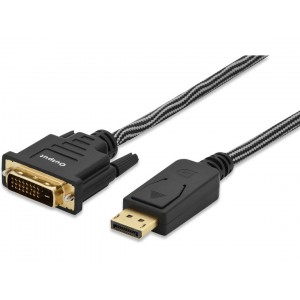 DisplayPort adapter cable, DP - DVI (24+1) M/M, 3.0m, w/interlock, DP 1.1a compatible, CE, cotton, gold, bl