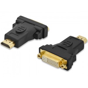 HDMI adapter, type A - DVI-I(24+5) M/F, Full HD, bl, gold