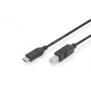 USB Type-C connection cable, type C to B M/M, 1.8m, 3A, 480MB 2.0 Version, bl