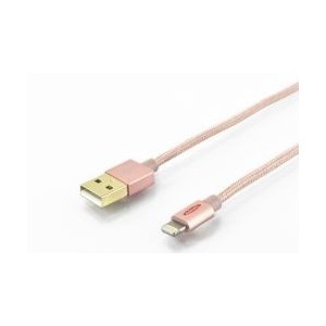 Apple charger/data cable, Apple 8pin - USB A M/M, 1.0m, iP5/6/7, High Speed, Nylon jacket, MFI, gold, rg
