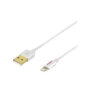 Apple charger/data cable, Apple 8pin - USB A M/M, 1.0m, iP5/6/7, High Speed, Nylon jacket, MFI, gold, si