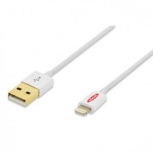 Apple charger/data cable, Apple 8pin - USB A M/M, 1.0m, iP5/6/7, USB 2.0, MFI, gold, wh