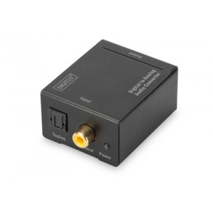 Digital to analog converter Coaxial/Toslink to BNC (Cinch), metal housing, incl. 5V/1A power supply