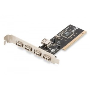 PCI Add-On card, USB 2.0 5 USB ports, 4 external 1 internal Chipset VIA6212