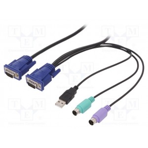 KVM Cable-Set,VGA,PS/2-Mouse,PS/2-Keyboard, USB HD DB15/M,2xMiniDIN6/M, USB typeA/M - HD DB15/M black, 1,8 m