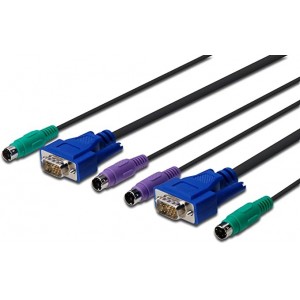 KVM Octopus Cable-Set,VGA,PS/2-Mouse,PS/2-Keyb HD DB15/M,2xMiniDIN6/M - HD DB15/M,2xMiniDin6/M black, 7,0 M