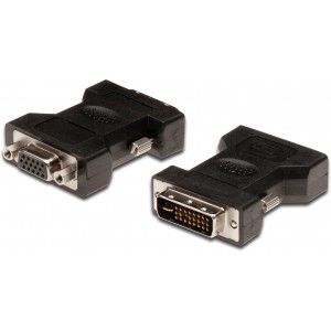 DVI adapter, DVI(24+5) - HD15 M/F, DVI-I dual link, bl, (DIGITUS polybag)
