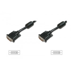 DVI connection cable, DVI(24+1), 2x ferrit M/M, 3.0m, DVI-D Dual Link, bl