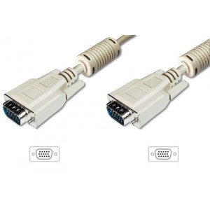 VGA Monitor connection cable, HD15 M/M, 15.0m, 3Coax/7C, 2xferrite, be