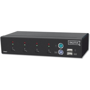 Combo-KVM Switch 1User, 4 PCs (each PS/2 or USB), mixed connections, Desktop,hot-swap function, incl. 2 cable sets, 1,8 m