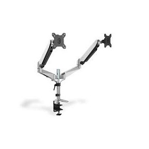 Dual Monitor mount for LCD/LED monitor up to 69cm (27'') fully flexible gas spring mount, max load 8kg, max VESA 100x100