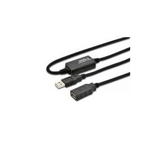 Active USB 2.0 Repeater/Extension Cable, 10 m A/M to A/F, black lenght 10m