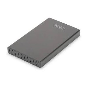 External SSD/HDD Enclosure, 2.5'', Aluminum housing SATA 3 - USB 3.1 Type C, chipset ASM1351, black, tool-free