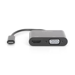 USB Type C to HDMI + VGA Adapter 4K/30Hz / Full HD 1080p, black